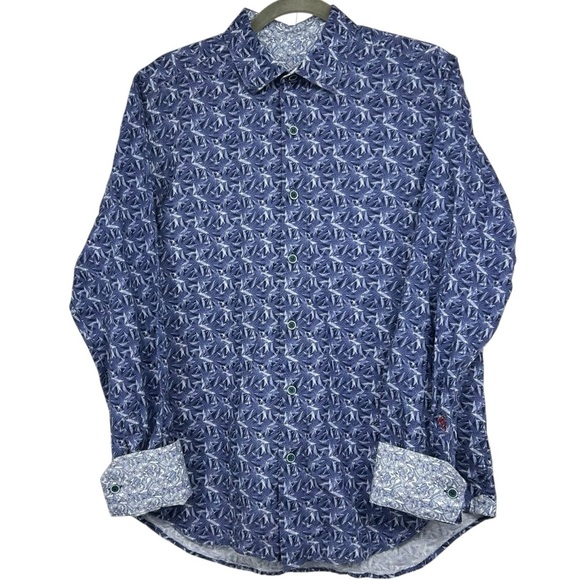 Robert Graham Ellicott Blue Abstract Print Button Down Shirt Men’s Small Cotton - Picture 2 of 16